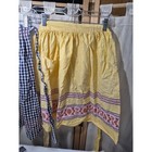 Vintage Gingham Half Apron Set Black Yellow Cross Stitch Floral 2pc Bundle