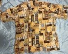 Vintage Joe Kealoha Reyn Spooner Geometric Floral Orange Brown Hawaiian Shirt S