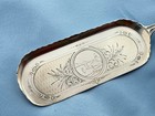 Coin Silver  Table Crumber Unknown Maker Scenic Engrave Mono 11 Inch 110 Gram