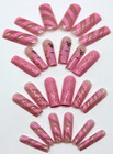 Handmade False Nail  Pink French Coffin Long Press On Nails For Manicure