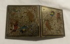 Vtg Volupte Brass Safari Scene Makeup Square Powder Compact Mirror Deco Retro