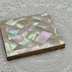 Art Deco Brass Compact Vintage Geometric Mother Of Pearl Abalone
