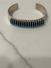 Vintage Zuni Sterling Silver Turquoise Needlepoint Cuff Bracelet Size 7 5 Signed