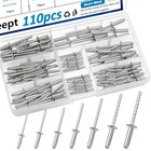110pcs Steel Rivets 7-sizes 304 Stainless Steel Rivets Assortment Steel Rivet