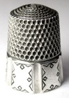 Antique Simons Bros  Sterling Silver Thimble  Chased Diamonds In Abstract Panels