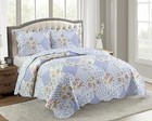  Patchwork  3-piece Quilt Set With 2 Shams  Quilt Set Queen Blue Rose
