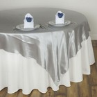 Silver 60x60 Satin Square Table Overlay Wedding Party Catering Light Gray Sale