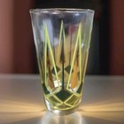 6 Mid Century Green 22k Gold Trim Geometric Pattern  High Ball Glasses 1960 1970