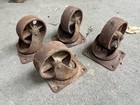 Set Of 4 Vintage Industrial Heavy Duty Swivel Plate Casters Rusted 3 5 