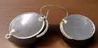 Antique Gold Tone  Pince Nez Glasses And Leather Case