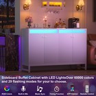Sideboard Buffet Cabinet With Power Outlet   Led Light  Kitchen Storage Cabinet