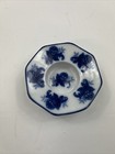 Cracker Barrel Porcelain Candle Holder Cobalt Blue White Vintage
