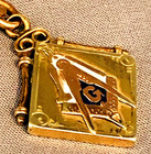 Vtg  Freemason Masonic Square   Compass  Watch Fob Pendant Monogram On Reverse