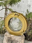 Nautical Porthole Window - 12  Antique Brass Finish Aluminum - Clear Glass Ship