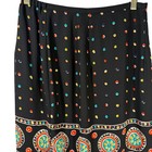 Vtg Sharon Young Midi Skirt 90s Novelty Border Print Polka Dot Black Rayon 10