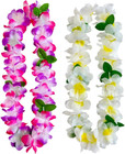 10 Counts Hawaiian Leis Necklace   Headbands - Tropical Luau Hawaii Silk Flower