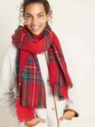 Nwt Old Navy Long Flannel Blanket Scarf Wrap Shawl Tartan Pashmina Red Plaid