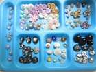 Rhinestone Buttons  Vintage Mix  Large Lot 140   Count  Matches And Sets  6ship
