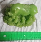 Vintage Jade Figurine  Chinese Pig L  Piglets On Pile Of Coins  Gl Long Time 