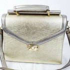 Vintage Gold Silver Metallic Envelope Shoulder Bag Purse Metal Closure