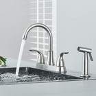 Kitchen Sink Faucet With Pull-out Side Sprayer 2-handle High Arc 4-hole Nickel