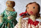 Set Of 2 - Antique Vintage Dollhouse Miniature Handcrafted Dolls 3  And 4  Tall