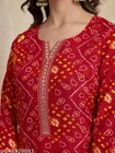 Traditional Kurti Set For Women women s Bandhani Cotton Blend Straight Kurti Set