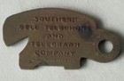 1940 s Vintage Southern Bell Telephone   Telegraph Co Employee Brass Key Tag Fob