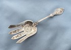 Hotchkiss   Schreuder Coin Silver Buffett Fork Medallion Patt Mono 9 In 74 Gr