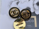 6 Chanel Steel Stamped Cc Black Gold Round Button 20mm Set Of 6