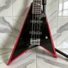 Swallow Tail V Shaped Black Electric Bass Guitar 4 String Mahogany Body Us Stock