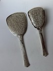 Vintage Style Vanity Set Hand Mirror   Hair Brush Silver Tone 12   