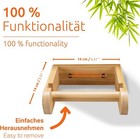 1x Wooden Toilet Paper Roll Holder Wall Mounted Without Drilling Natural Bamboo