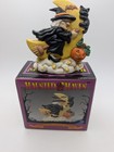 Vtg Haunted Haven Halloween Ceramic Candle Holder Witch Moon Cat Jack-o -lantern