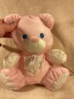 Fisher Price 1994 Pink 9  Teddy Bear Baby Rattle Lovey Puffalump Stuffed Toy Vtg