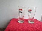 Two Vtg Pizza Hut Restaurant Logo 8oz Pilsner Beer Glasses Great Condition