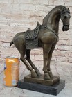 Tang Dynasty Horse Bronze Sculpture Mantle Marble Base Statue Lost Wax Artwork