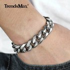 15mm 8  Mens Womens Silver Cuban Curb Link Bracelet 316l Stainless Steel Chain