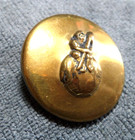 Large Vintage Antique Metal Picture Button Gnome Sitting On World Globe