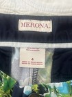 Merona Women s Floral Chino Shorts Size 4 Navy Blue Green 100  Cotton Pockets