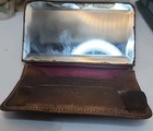 Antique 1800s Rare Leather Women Coin Purse W mirror   Engraved Tortoise Comb 