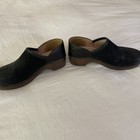 Dansko Black Leather Suede Wood Heeled Clogs Shoes Eu Size 39 Us 8 5-9 Comfort