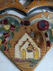 Vintage Hand Painted Wooden Welcome Friend Heart Wall Hanging Folk Art Country