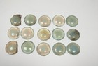 Antique Lot  12 Round Stained Glass Pieces Cabochon Clam Broth Bulls Eyes  Old 