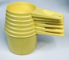 Vintage Set Of 6 Tupperware Stacking Nesting Measuring Cups Yellow Retro Mcm
