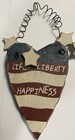 Lot Of 3 Hand Crafted Americana Usa Patriotic Hearts And Stars  Decor 6    Wood