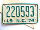 1974 North Carolina Nc License Plate Tag  motorcycle   Never Used  New  Nice