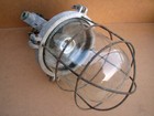 Old Vintage Industrial Lamp Factory Light Metal Caged Hanging Big Communist Era 