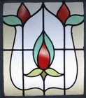 Beautiful Floral Midsize Old English Leaded Stained Glass Window 21 25  X 24 25 