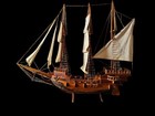 Vintage Handmade Cuban Pirate Sailboat Model 1980s Wood Ship Decor Nautical